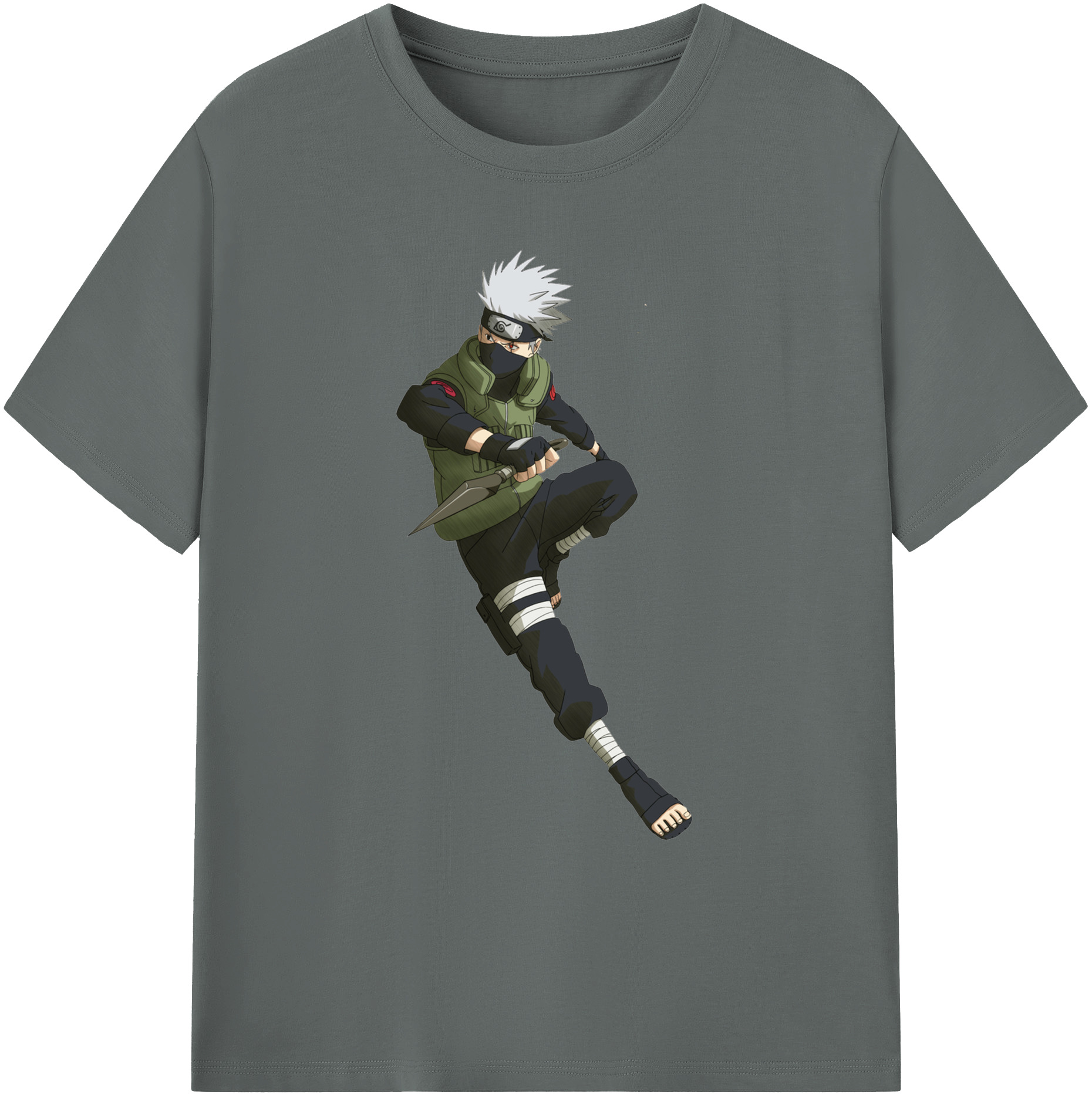 （画像用） NARUTO -ナルト- はたけ カカシ Hatake Kakashi 綿100％ メンズ半袖Tシャツ｜肌触りやわらか＆通気性